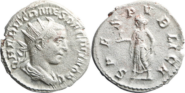Ancient Roman silver coin of Herennius Etruscus as Caesar - SPES PVBLICA