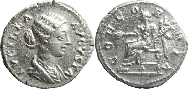 Ancient Roman silver coin of Lucilla as Augusta minted in Rome