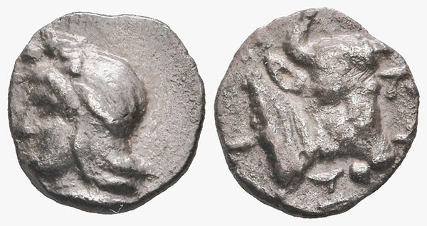 Ancient Greek silver coin minted in Kyzikos, Mysia circa 410-400 BC