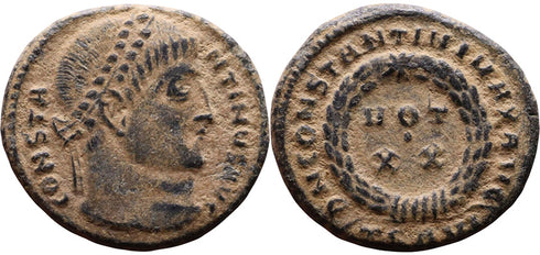 Ancient Roman coin of the Emperor Constantine I as Augustus 307-337AD minted in Thessalonica