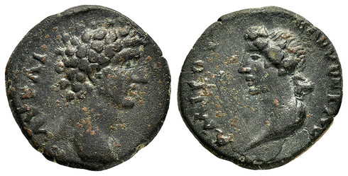 Ancient Roman Provincial coin of the Emperor Marcus Aurelius with Dionysus minted in Amisos, Pontos