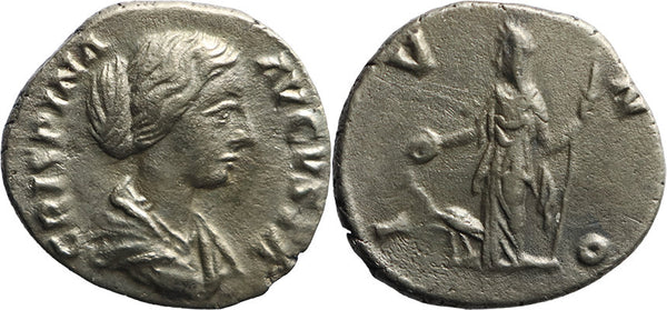 Ancient Roman silver denarius of Crispina as Augusta - wife of Commodus