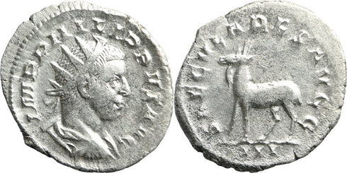 Ancient Roman silver coin of Philip II as Caesar minted in Rome - Saecular games issue