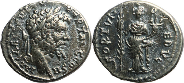 Ancient Roman silver denarius of the Emperor Septimius Severus minted in Emesa