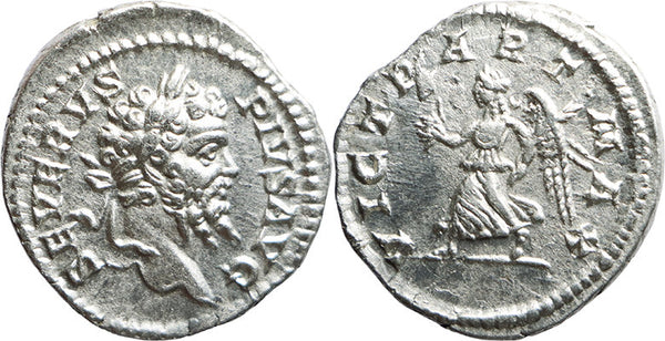 EF Ancient Roman silver denarius of the Emperor Septimius Severus minted in Rome