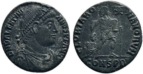 VF+ Ancient Roman coin of Valentinian I 364-375AD minted in Constantinople