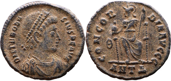 Ancient Roman coin of the Emperor Theodosius I minted in Antioch - CONCORDIA AVGGG