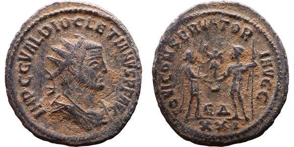 Ancient Roman coin of the Emperor Diocletian - IOVI CONSERVATORI AVGG