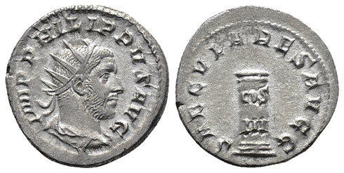 Ancient Roman silver coin of the Emperor Philip I minted in Rome - 1000th Anniversary of Rome issue