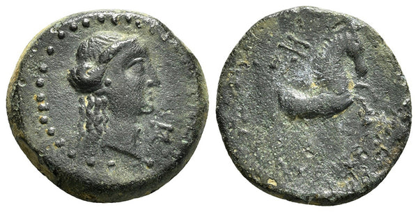 Ancient Greek coin of Apollo minted in Seleukeia, Cilicia in 2nd to 1st centuries BC