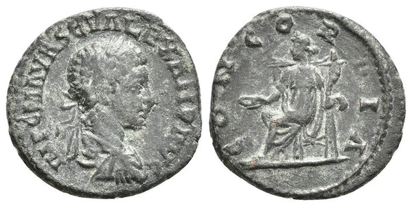 Ancient Roman silver denarius of the Emperor Severus Alexander minted in Antioch