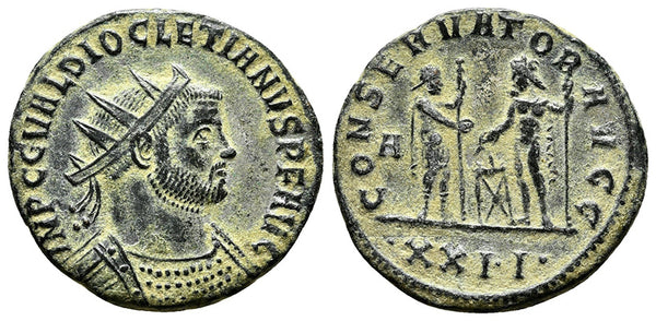 VF+ Ancient Roman coin of the Emperor Diocletian minted in Siscia - CONSERVATOR AVGG