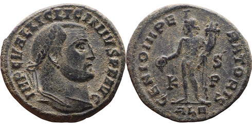 Ancient Roman coin of the Emperor Licinius I as Augustus minted in Alexandria, Egypt