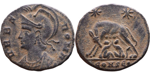 Ancient Roman coin - Commemorative Coin minted in Constantinopolis - Wolf and Twins