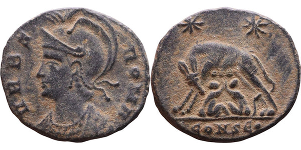 Ancient Roman coin - Commemorative Coin minted in Constantinopolis - Wolf and Twins