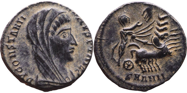 VF++ Ancient Roman coin of Constantine I the Great reaching for the Hand of God
