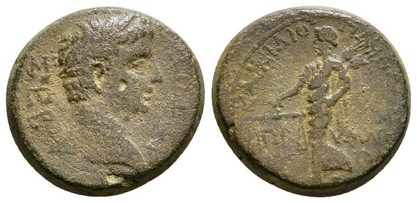 Ancient Roman Provincial coin of Augustus with Dikaiosyne minted in Prymnessus, Phrygia