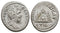 Ancient Roman Provincial silver coin of the Emperor Septimius Severus minted in Caesarea, Cappadocia