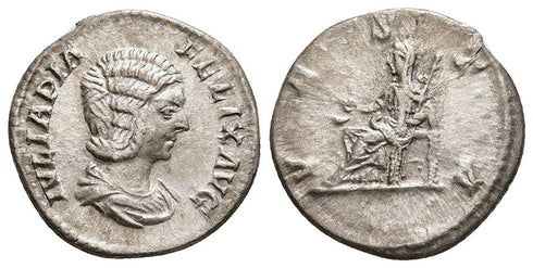 Ancient Roman silver denarius of Julia Domna minted in Rome - VESTA