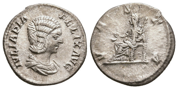 Ancient Roman silver denarius of Julia Domna minted in Rome - VESTA