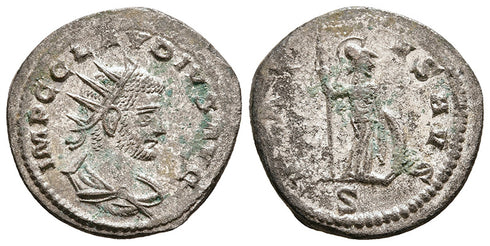 Ancient Roman silvered coin of the Emperor Claudius II Gothicus - VIRTVS AVG
