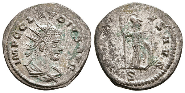 Ancient Roman silvered coin of the Emperor Claudius II Gothicus - VIRTVS AVG