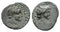 Two sides of a coin with profiles of individuals on a white background