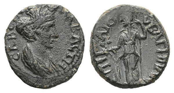 Ancient Roman coin of Sabina as Augusta minted in Bagis, Lydia