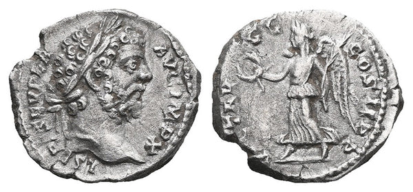 Ancient Roman silver denarius of the Emperor Septimius Severus minted in Laodicea ad Mare