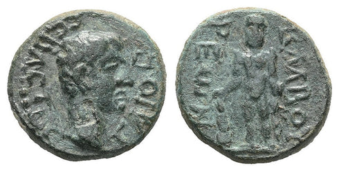 Ancient Roman coin of the Emperor Caligula 37-41 AD minted in Balbura, Lycia