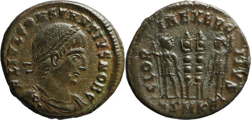 Ancient Roman coin of the Emperor Constantius II as Caesar - GLORIA EXERCITVS