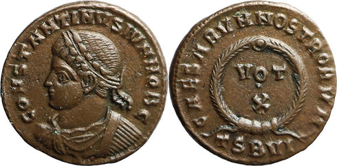 Ancient Roman coin of Constantine II as Caesar minted in Thessalonica in 320 AD - CAESARVM NOSTRORVM