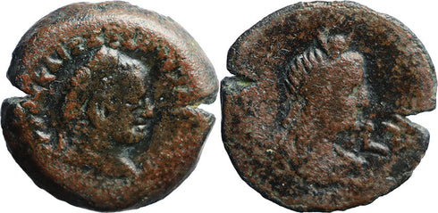 Ancient Roman Provincial coin of Vespasian with Isis minted in Alexandria, Egypt