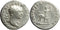 Ancient Roman silver denarius of the Emperor Trajan minted in Rome