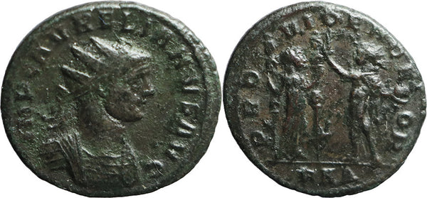 Ancient Roman silvered coin of the Emperor Aurelian as Augustus - PROVIDEN DEOR