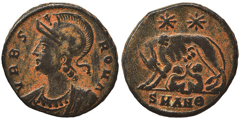 Ancient Roman coin - Commemorative Coin minted in Antioch - Wolf and Twins
