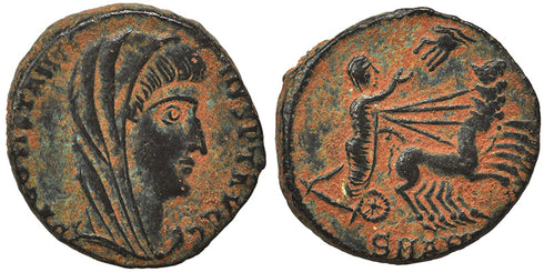 VF++ Ancient Roman coin of Constantine I the Great reaching for the Hand of God