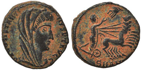 VF++ Ancient Roman coin of Constantine I the Great reaching for the Hand of God