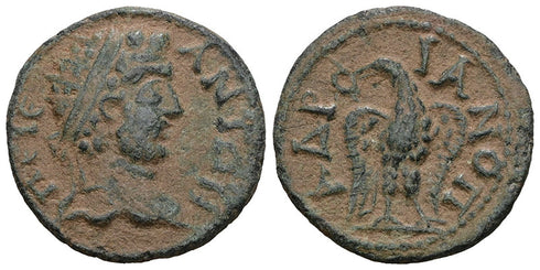 Ancient Roman Provincial coin of Caracalla with Eagle minted in Hadrianopolis, Thrace