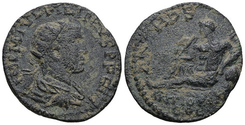 Ancient Roman Provincial coin of the Emperor Philip I minted in Antioch, Pisidia