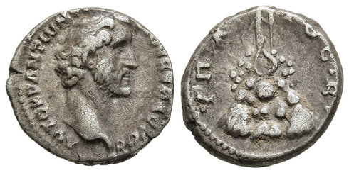 Ancient Roman silver coin of the Emperor Antoninus Pius minted in Caesaria, Cappadocia