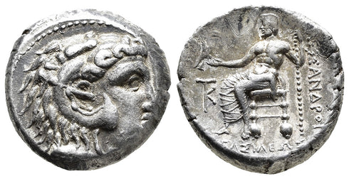 Ancient Macedonian silver tetradrachm of Alexander III The Great 336-323 BC minted in Kition