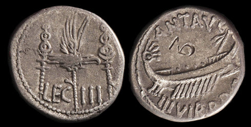 Roman Imperatorial Marc Antony AR silver denarius - Legionary issue - Legion III