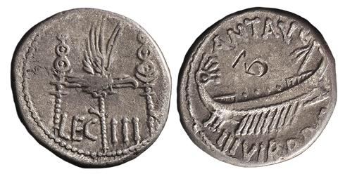 Roman Imperatorial Marc Antony AR silver denarius - Legionary issue - Legion III