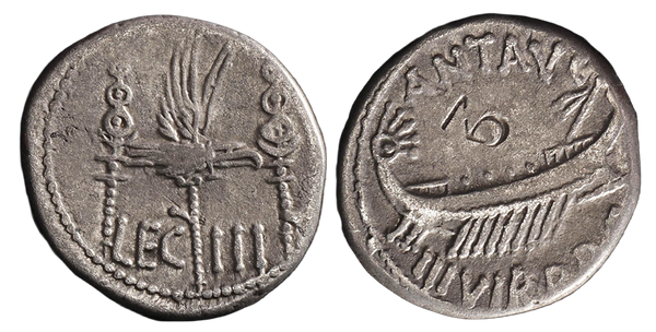 Roman Imperatorial Marc Antony AR silver denarius - Legionary issue - Legion III