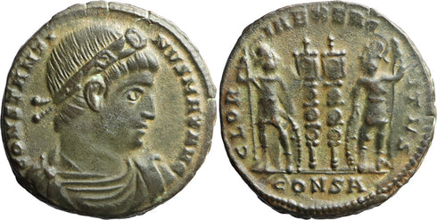 Ancient Roman coin of Constantine I The Great minted in Constantinople in 330-335 AD