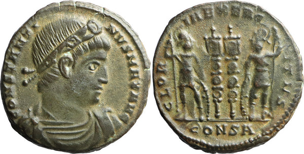 Ancient Roman coin of Constantine I The Great minted in Constantinople in 330-335 AD