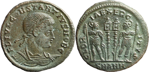 Ancient Roman coin of the Emperor Constantius II as Caesar - GLORIA EXERCITVS