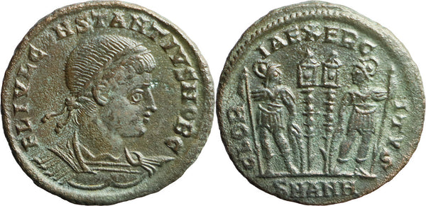 Ancient Roman coin of the Emperor Constantius II as Caesar - GLORIA EXERCITVS