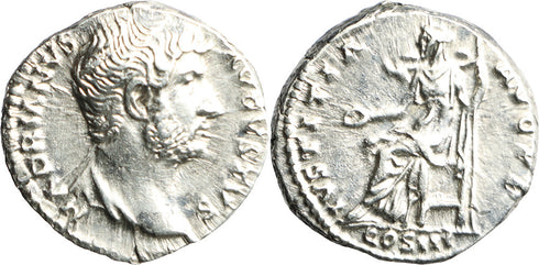 VF+++++ Ancient Roman silver denarius of the Emperor Hadrian minted in Rome